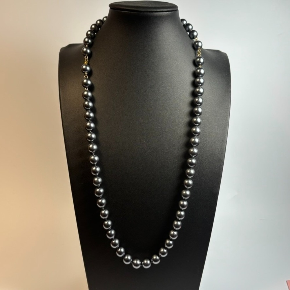 Necklace and Bracelet Set Steel Grey Gold Tone Invisible Clasp Adjustable - Picture 2 of 9